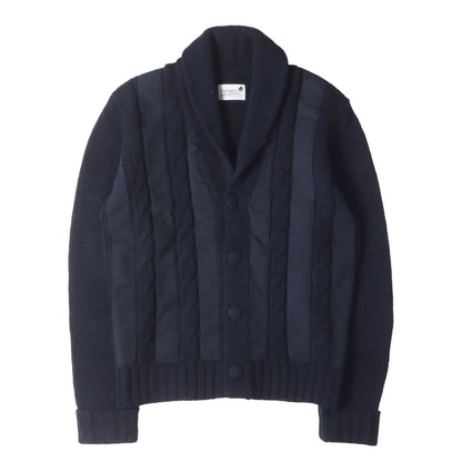 切り替えしデザイン ローゲージ ショールカラー ニット カーディガン