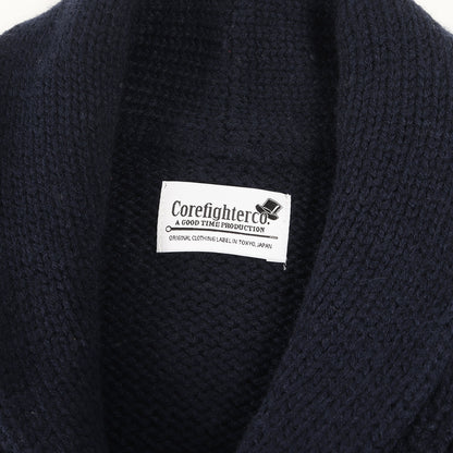 切り替えしデザイン ローゲージ ショールカラー ニット カーディガン