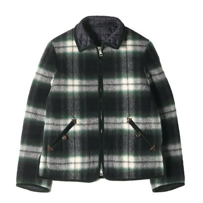 09AW A CLOSED FEELING期 チェック ウール リバーシブル キルティング ダウンジャケット