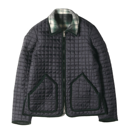09AW A CLOSED FEELING期 チェック ウール リバーシブル キルティング ダウンジャケット