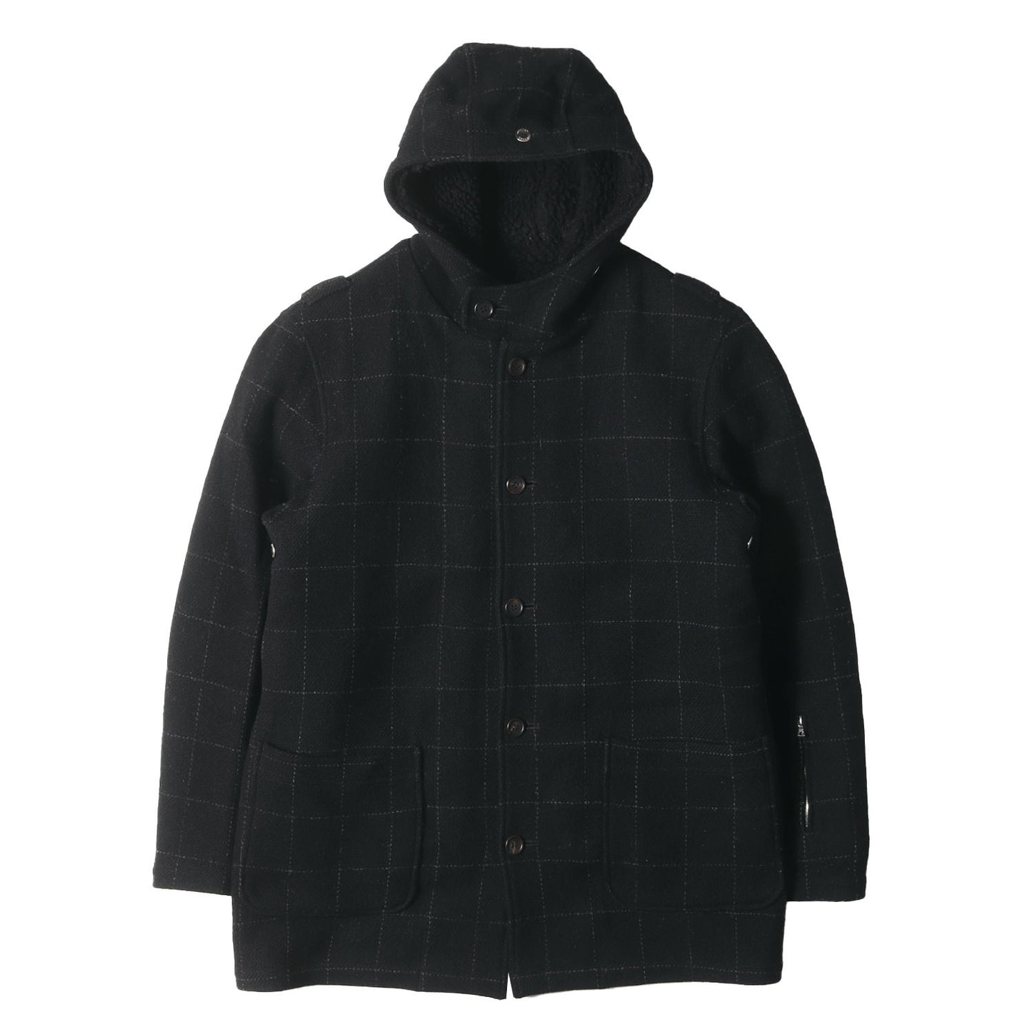 00s ×HARRIS TWEED ウィンドペン ツイード 裏ボアライナー付き フード ジャケット