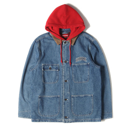 フード付き ウォッシュドデニム カバーオール(Hooded Chore Coat)
