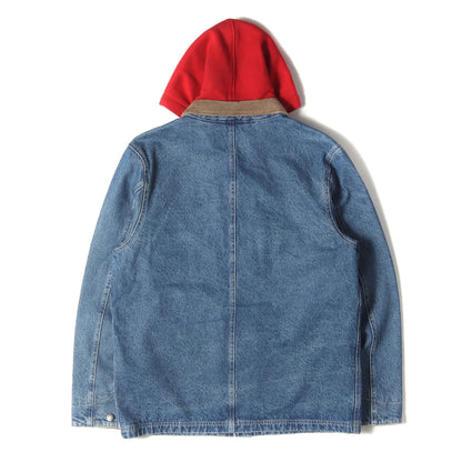 フード付き ウォッシュドデニム カバーオール(Hooded Chore Coat)
