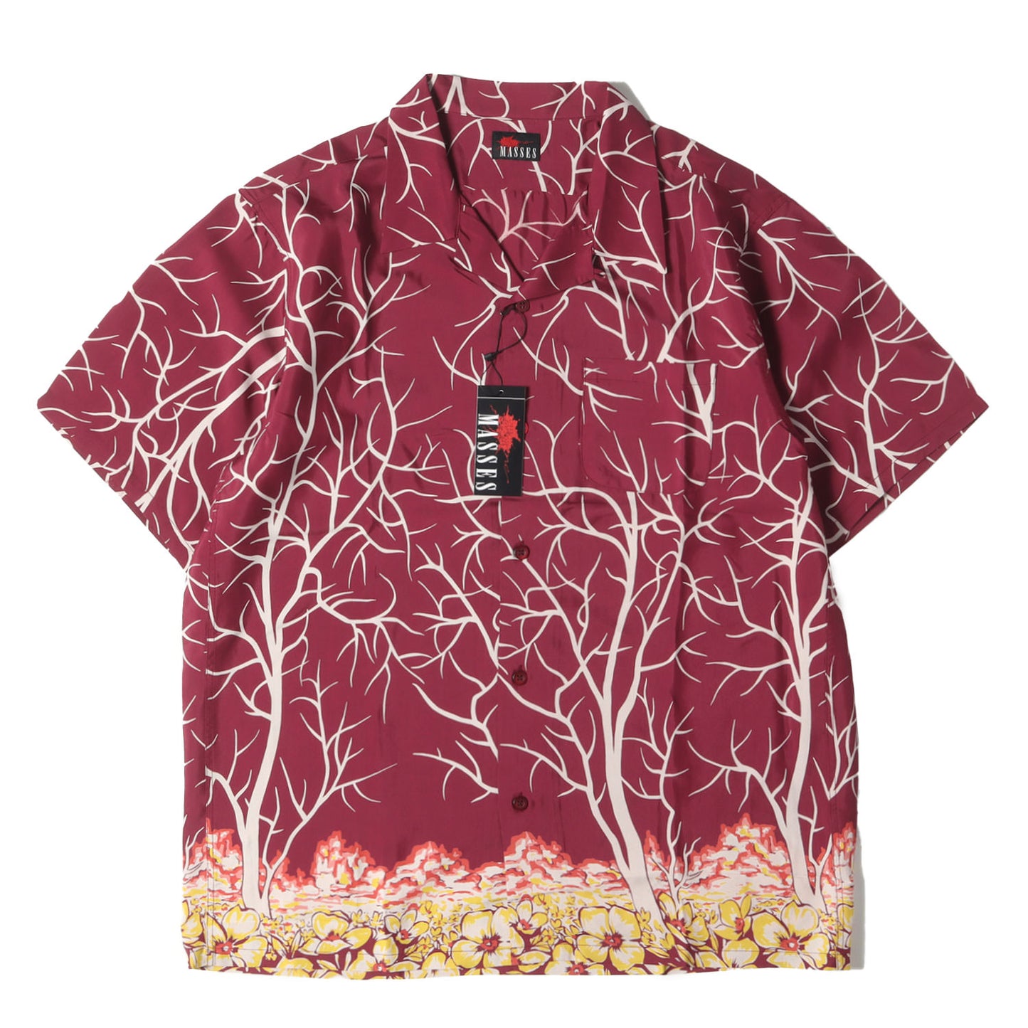 フラワー柄 オープンカラー レーヨン 半袖シャツ(RAYON PRINT SHIRT V S)