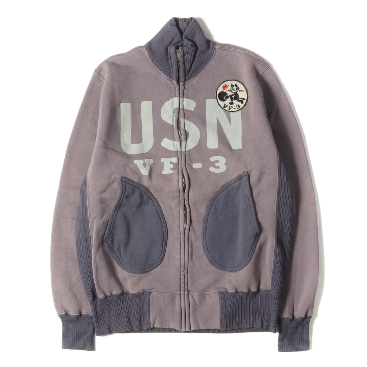 ×FELIX THE CAT U.S.NAVY フィリックス ミリタリー フルジップ スウェット(FULL ZIP SWEAT FELIX USN VF-3)