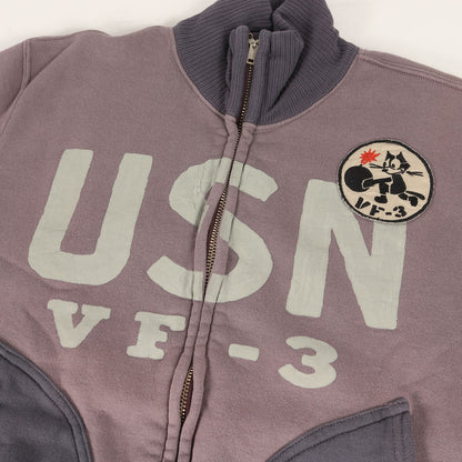 ×FELIX THE CAT U.S.NAVY フィリックス ミリタリー フルジップ スウェット(FULL ZIP SWEAT FELIX USN VF-3)