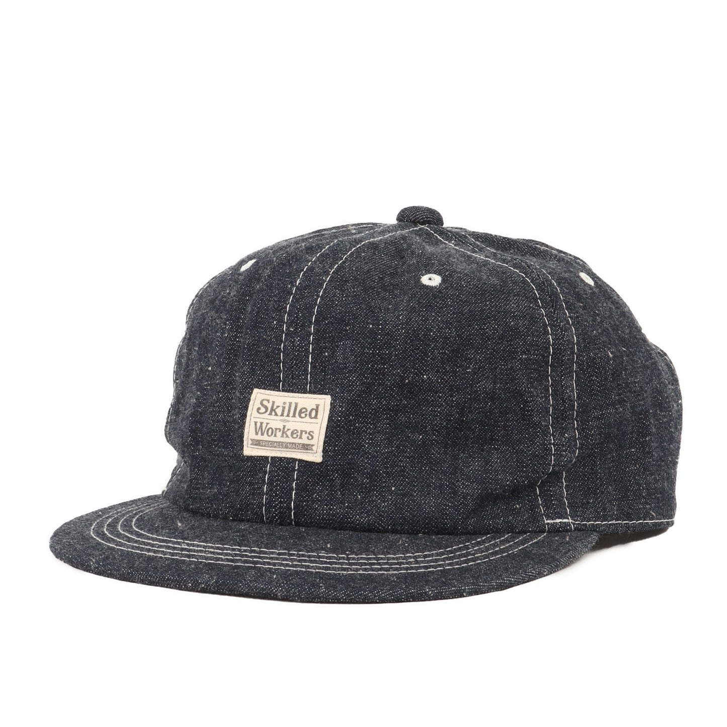 ネップデニム フラットショートバイザー ベースボールキャップ