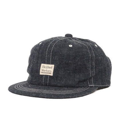 ネップデニム フラットショートバイザー ベースボールキャップ