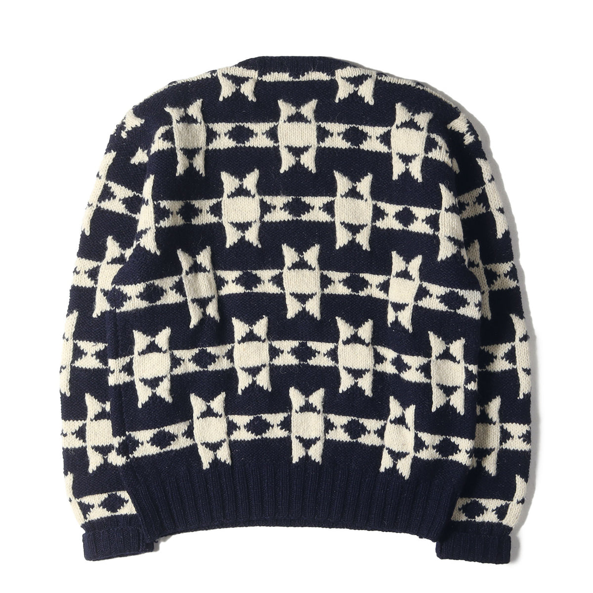 90s POLO COUNTRY 総柄 ハンドニット クルーネック セーター(HAND KNIT)