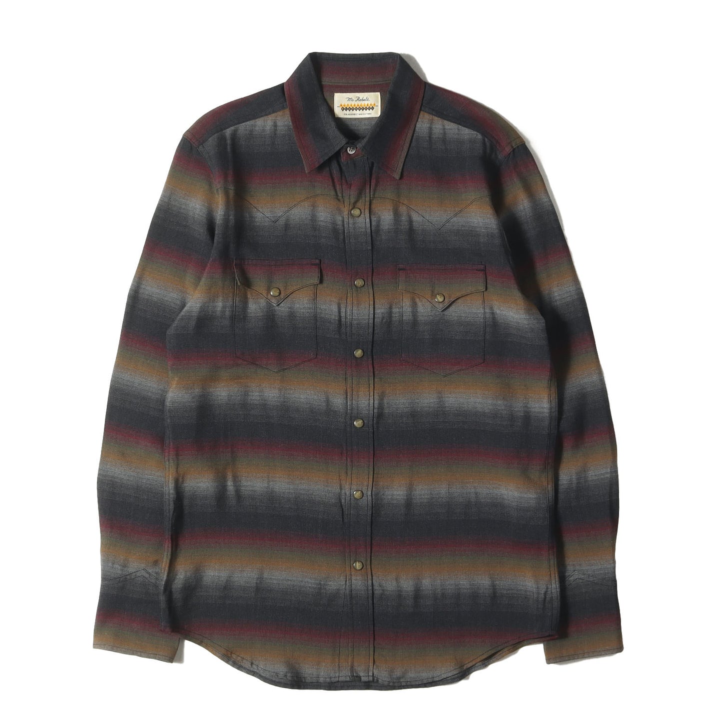 BLACK REBEL オンブレボーダー レーヨン ウエスタンシャツ