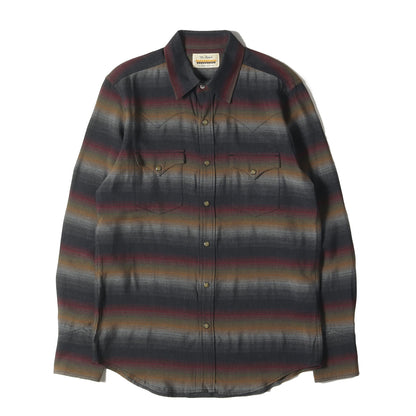 BLACK REBEL オンブレボーダー レーヨン ウエスタンシャツ