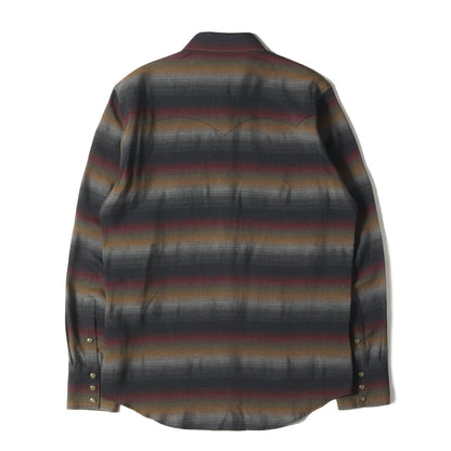 BLACK REBEL オンブレボーダー レーヨン ウエスタンシャツ