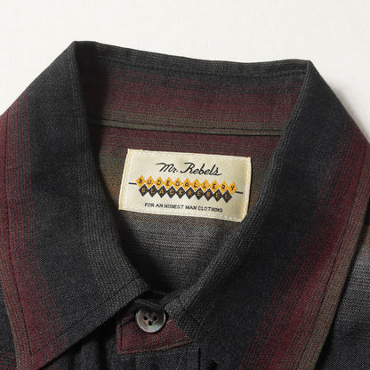 BLACK REBEL オンブレボーダー レーヨン ウエスタンシャツ