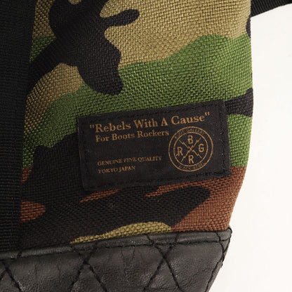 キルティングレザー コンビ カモフラージュ バックパック