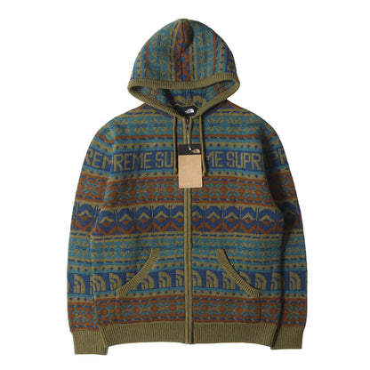 22AW ×THE NORTH FACE ノルディック柄 ジップ ウールニット セーター(Zip Up Hooded Sweater)