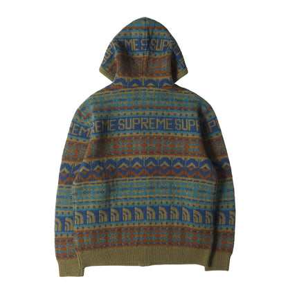 22AW ×THE NORTH FACE ノルディック柄 ジップ ウールニット セーター(Zip Up Hooded Sweater)
