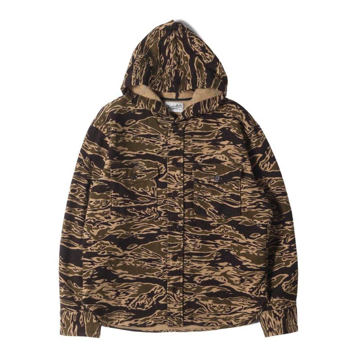 フード付き タイガーカモ ウールシャツ(T-WOOL BAMBOO PARKA SHT)