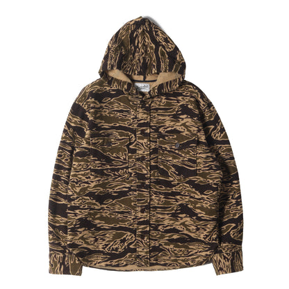 フード付き タイガーカモ ウールシャツ(T-WOOL BAMBOO PARKA SHT)