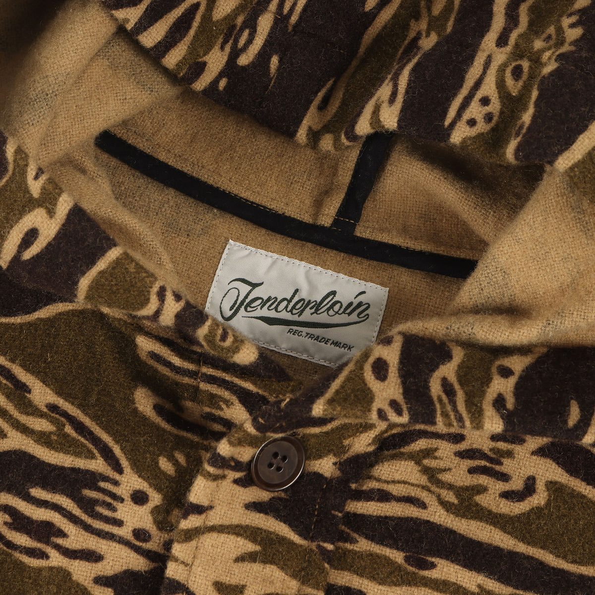 フード付き タイガーカモ ウールシャツ(T-WOOL BAMBOO PARKA SHT)