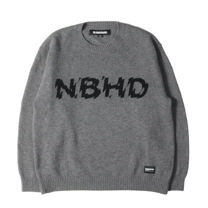 23AW NBHDロゴ ウールニット セーター(INTARSIA SWEATER)
