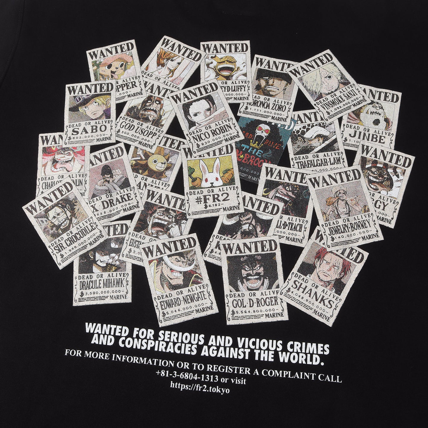 24SS ×ONE PIECE WANTED BOXロゴ クルーネックスウェット(WANTED Embroidery)