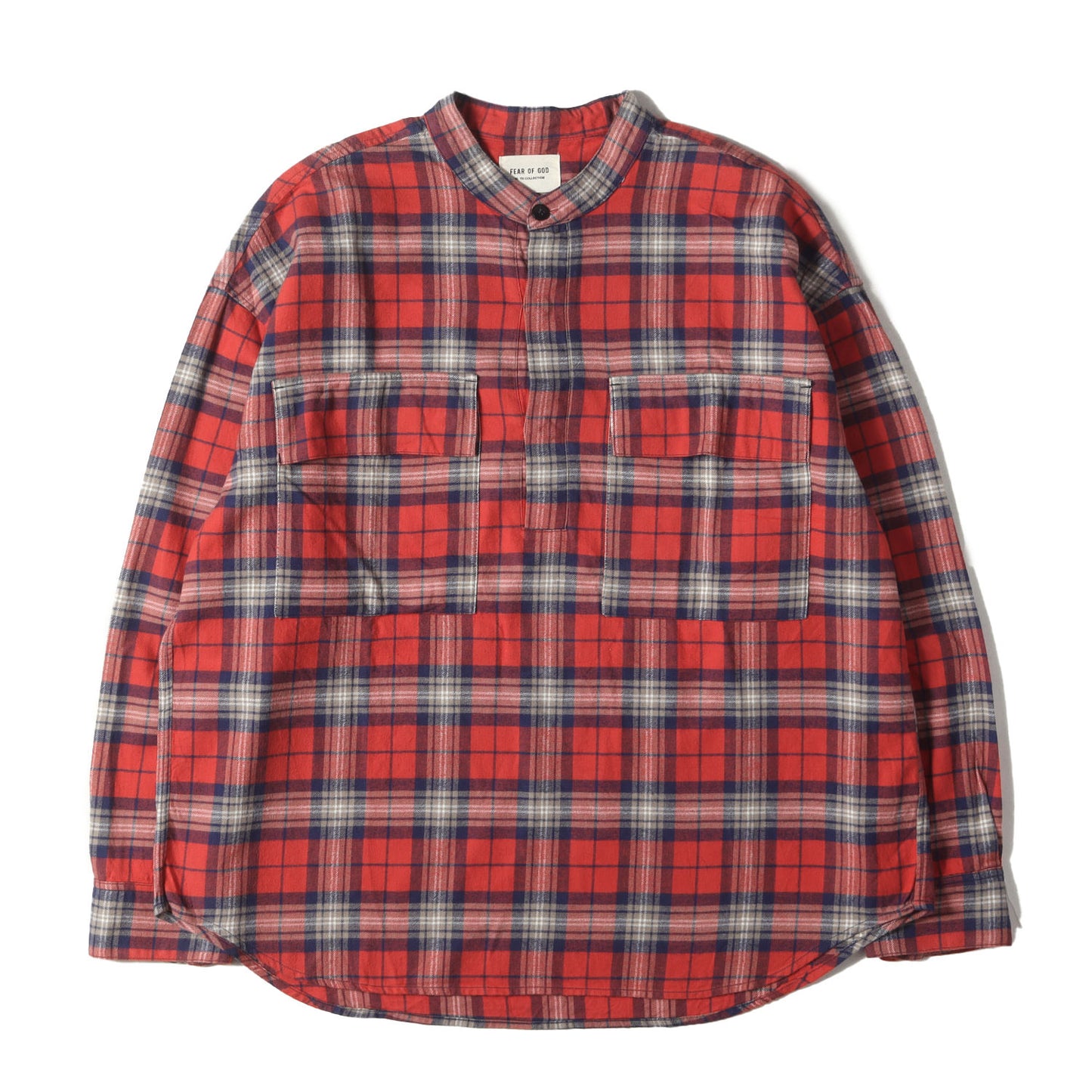 オーバーサイズ バンドカラー プルオーバー チェックネルシャツ(SIXTH COLLECTION)