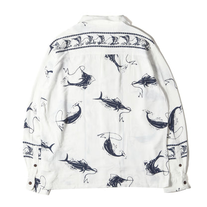 カジキ柄 レーヨン アロハシャツ(ALOHA SWORDFISH / R-SHIRT . SS)