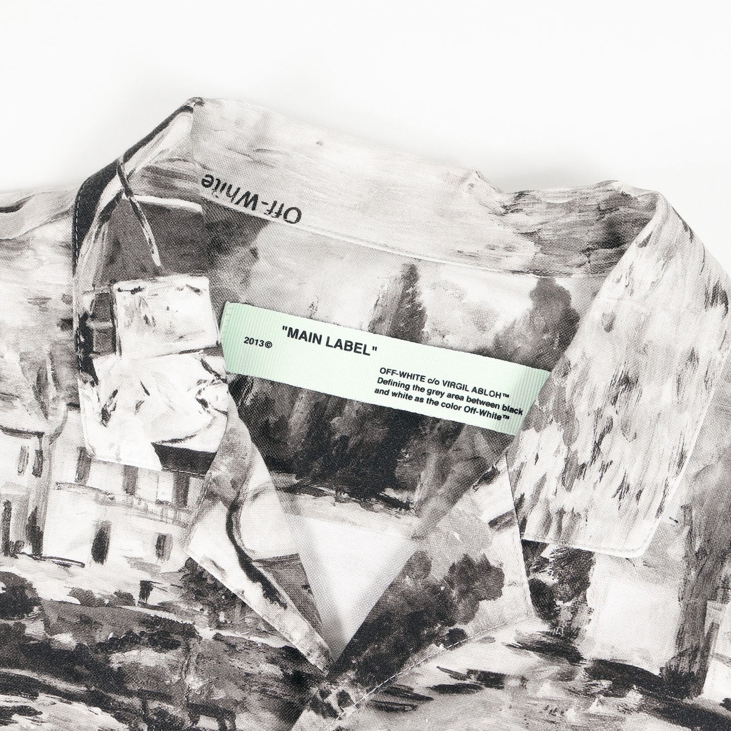 絵画 総柄 オープンカラー コットン 半袖シャツ