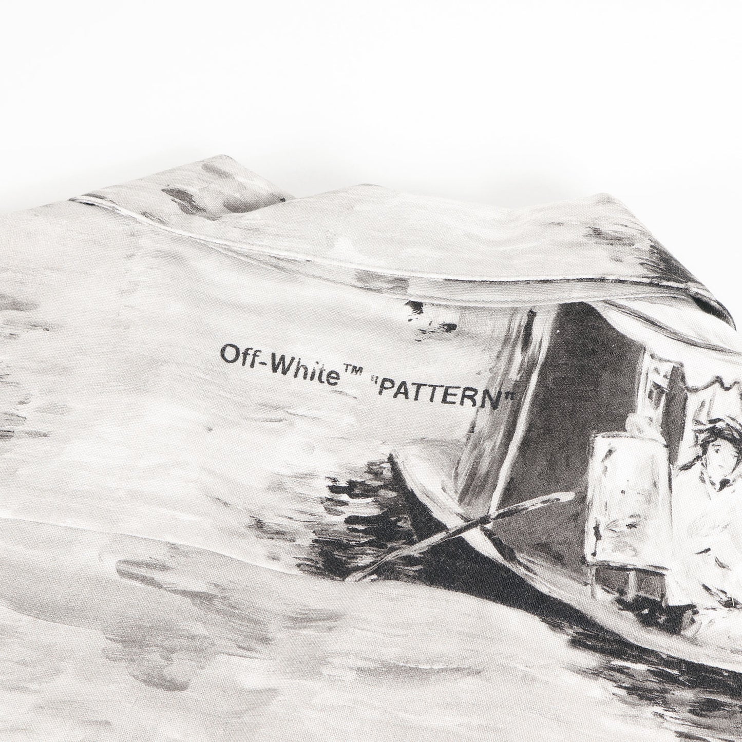 絵画 総柄 オープンカラー コットン 半袖シャツ