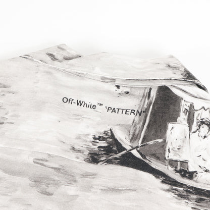 絵画 総柄 オープンカラー コットン 半袖シャツ