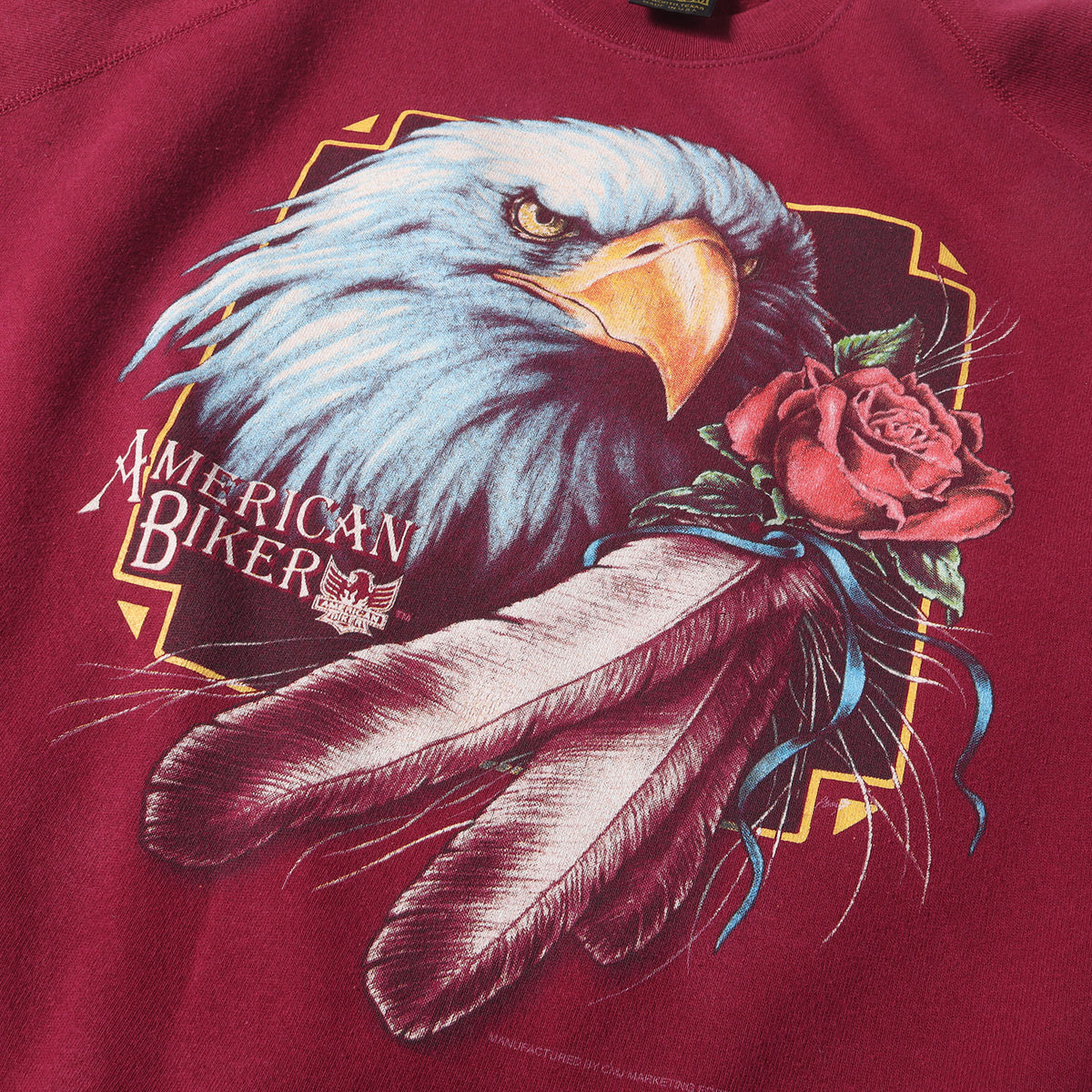 90s 3D EMBLEM 袖ロゴ イーグル ローズ スウェット(USA製) / AMERICAN BIKER