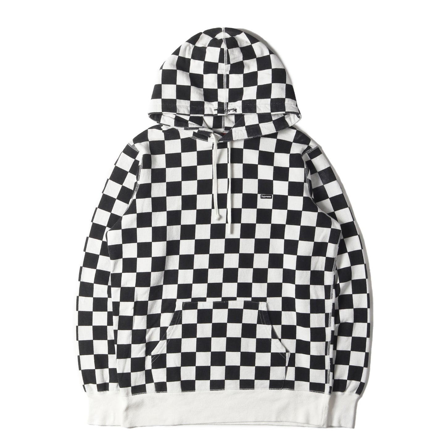 チェッカーフラッグ柄 スモールBOXロゴ スウェットパーカー(Checked Hoodie)