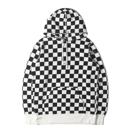 チェッカーフラッグ柄 スモールBOXロゴ スウェットパーカー(Checked Hoodie)