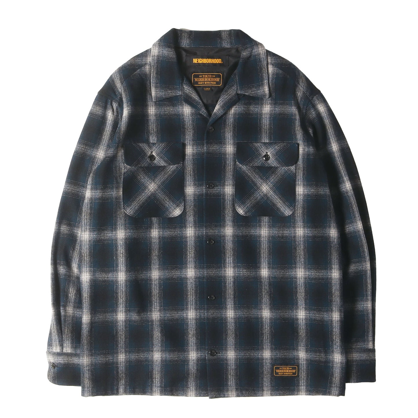 オープンカラー オンブレチェック ウールシャツ(B&C / W-SHIRT . LS)