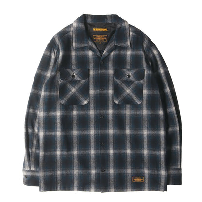 オープンカラー オンブレチェック ウールシャツ(B&C / W-SHIRT . LS)