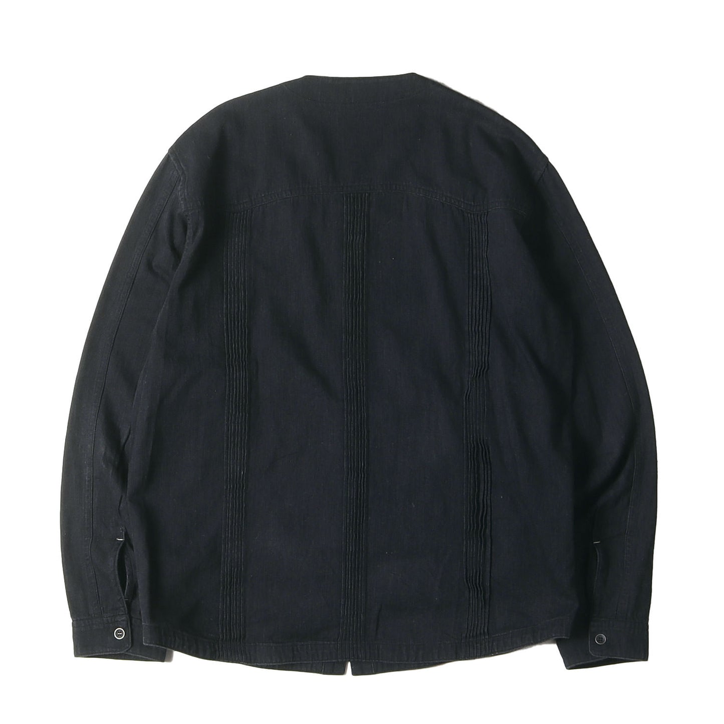 ピンタック ノーカラー デニムシャツ(PIN TUCK DENIM SHIRTS)