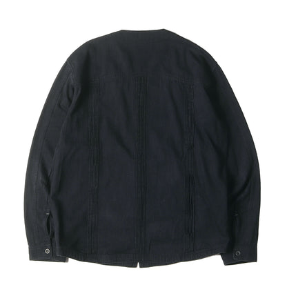 ピンタック ノーカラー デニムシャツ(PIN TUCK DENIM SHIRTS)