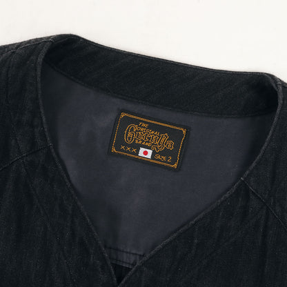 ピンタック ノーカラー デニムシャツ(PIN TUCK DENIM SHIRTS)
