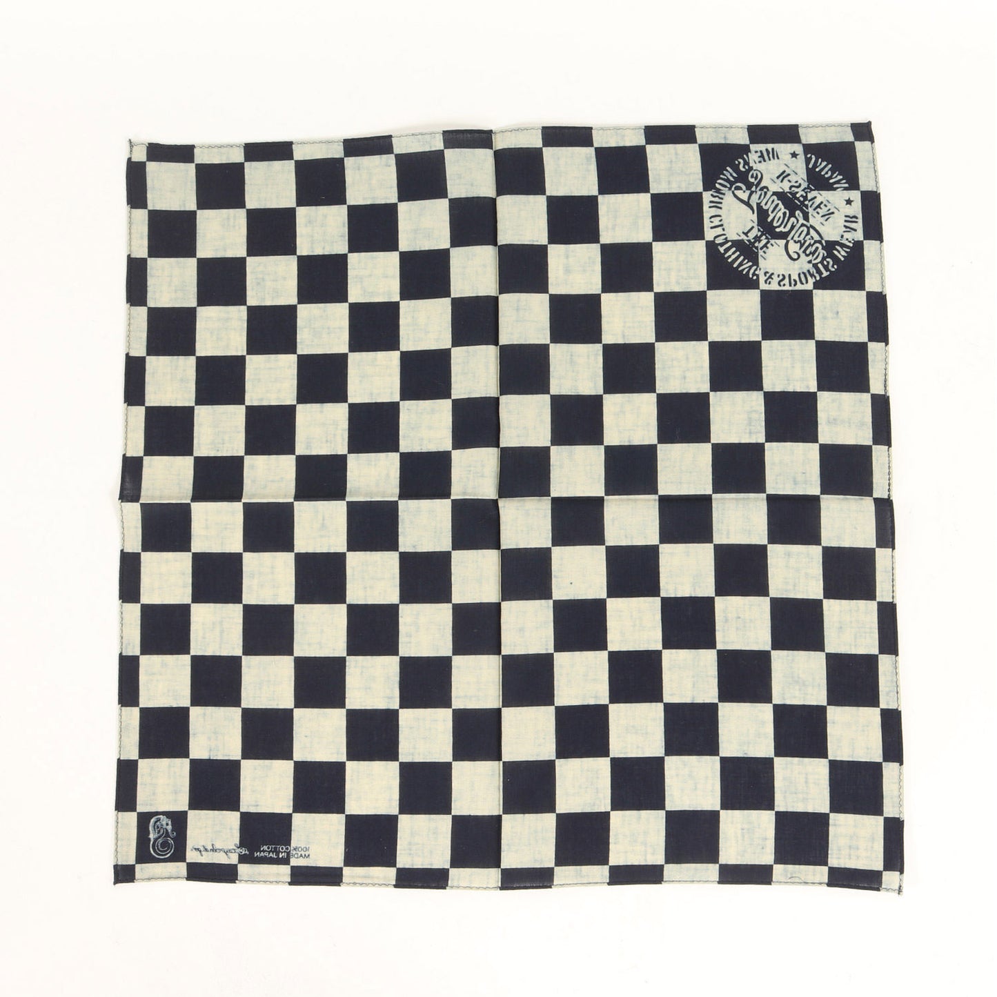 インディゴ染め チェッカー バンダナ(T-BANDANA CHECKER)