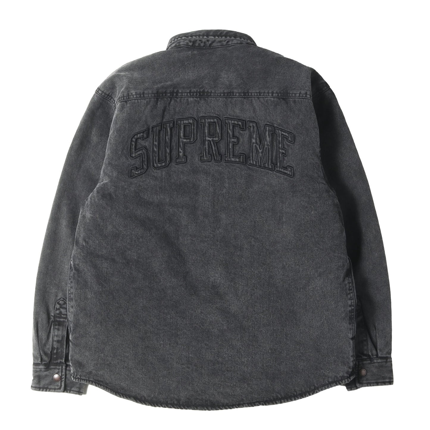 24AW アーチロゴ 裏地ボア デニム ワークシャツジャケット(Faux Shearling Lined Work Shirt)