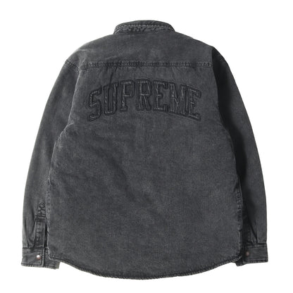 24AW アーチロゴ 裏地ボア デニム ワークシャツジャケット(Faux Shearling Lined Work Shirt)