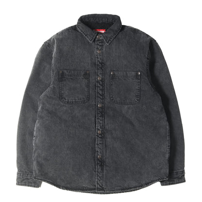 24AW アーチロゴ 裏地ボア デニム ワークシャツジャケット(Faux Shearling Lined Work Shirt)