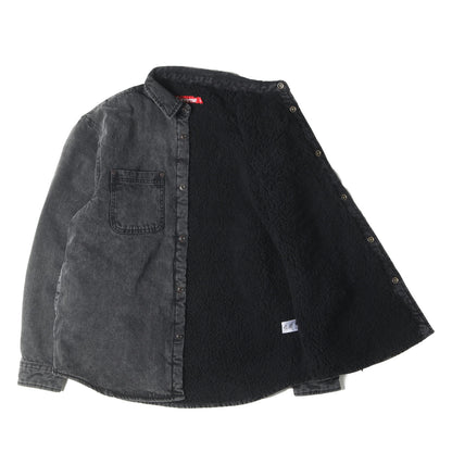 24AW アーチロゴ 裏地ボア デニム ワークシャツジャケット(Faux Shearling Lined Work Shirt)