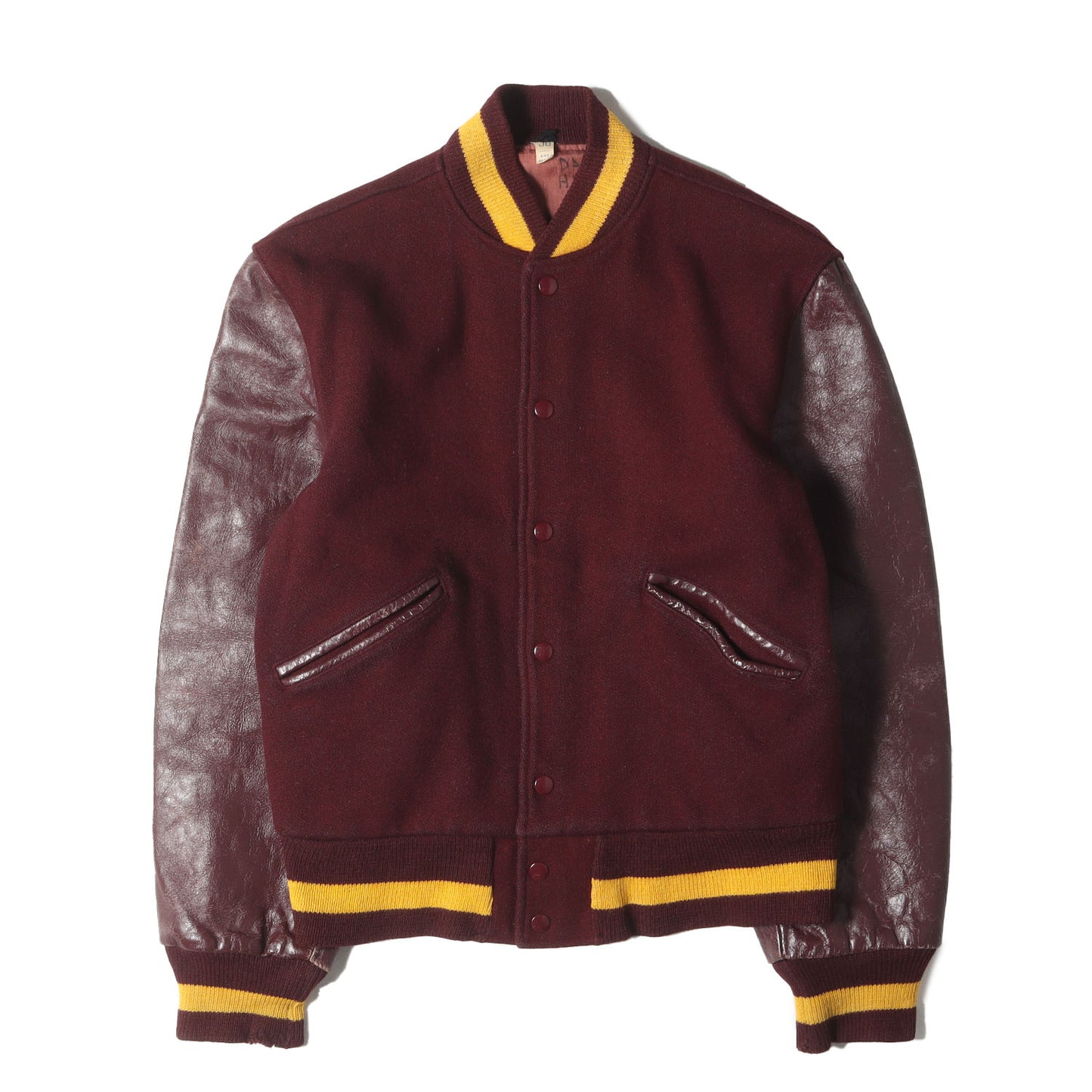 60～70s A＆B SPORTING GOODS CO. 袖レザー 無地 メルトンウール スタジャン