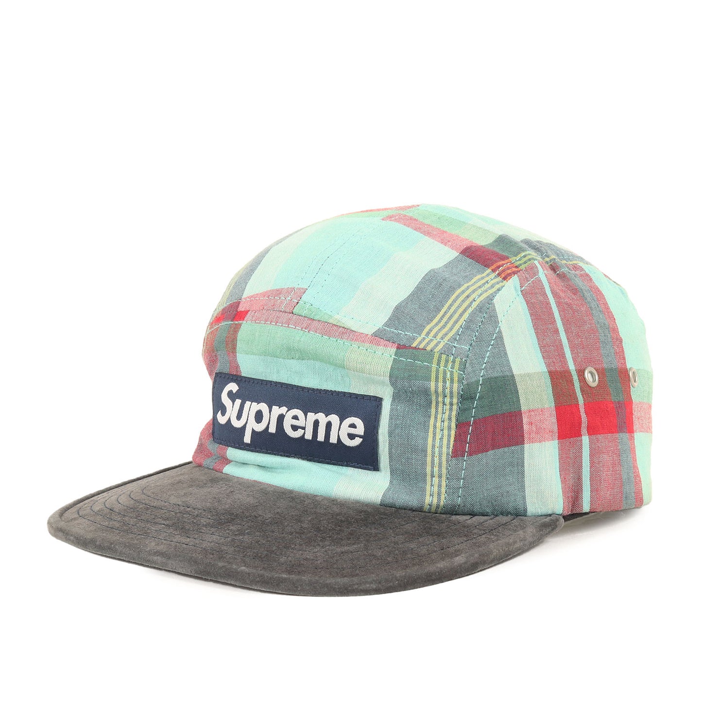 スウェードブリム マドラスチェック BOXロゴ キャンプキャップ(Madras Camp Cap)