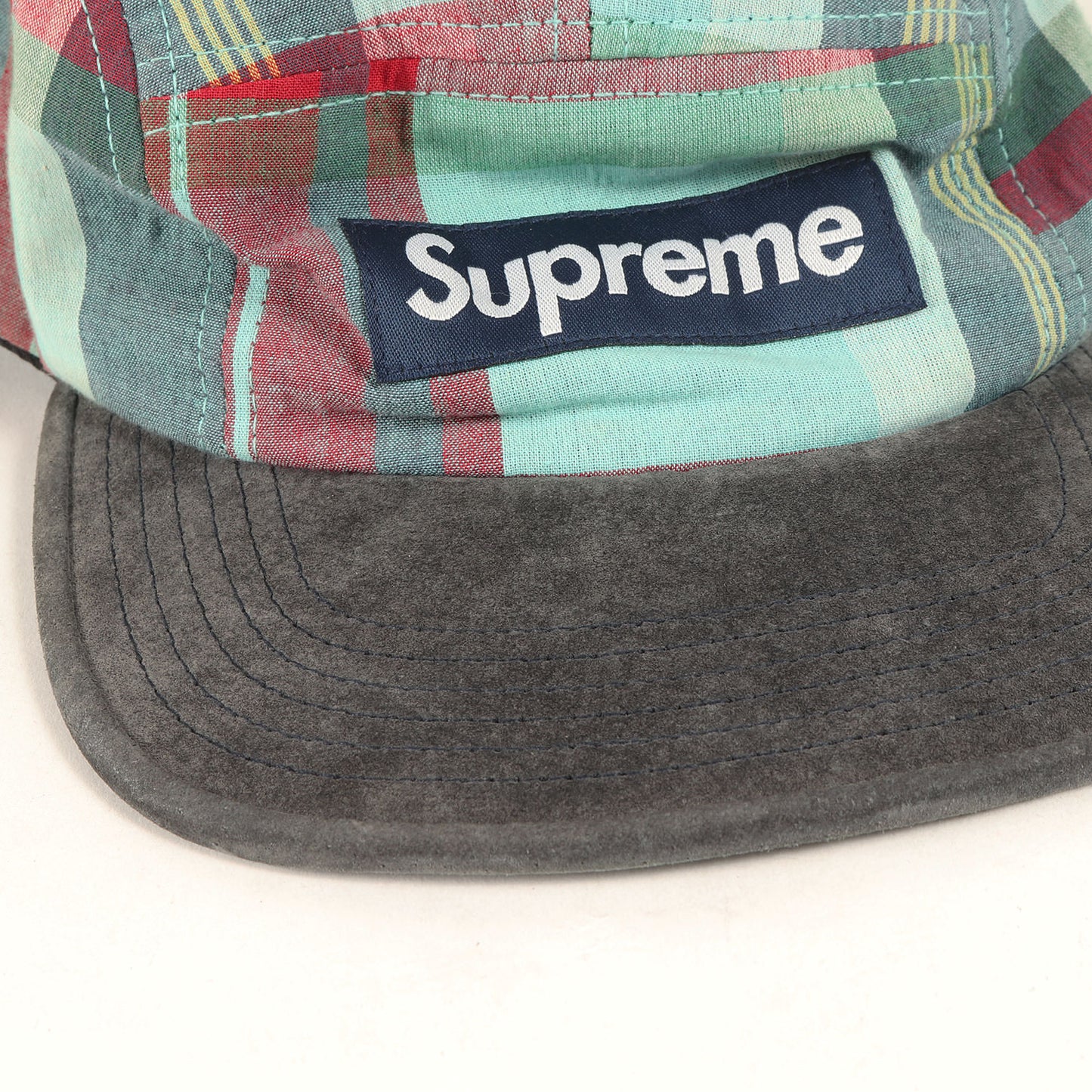 スウェードブリム マドラスチェック BOXロゴ キャンプキャップ(Madras Camp Cap)