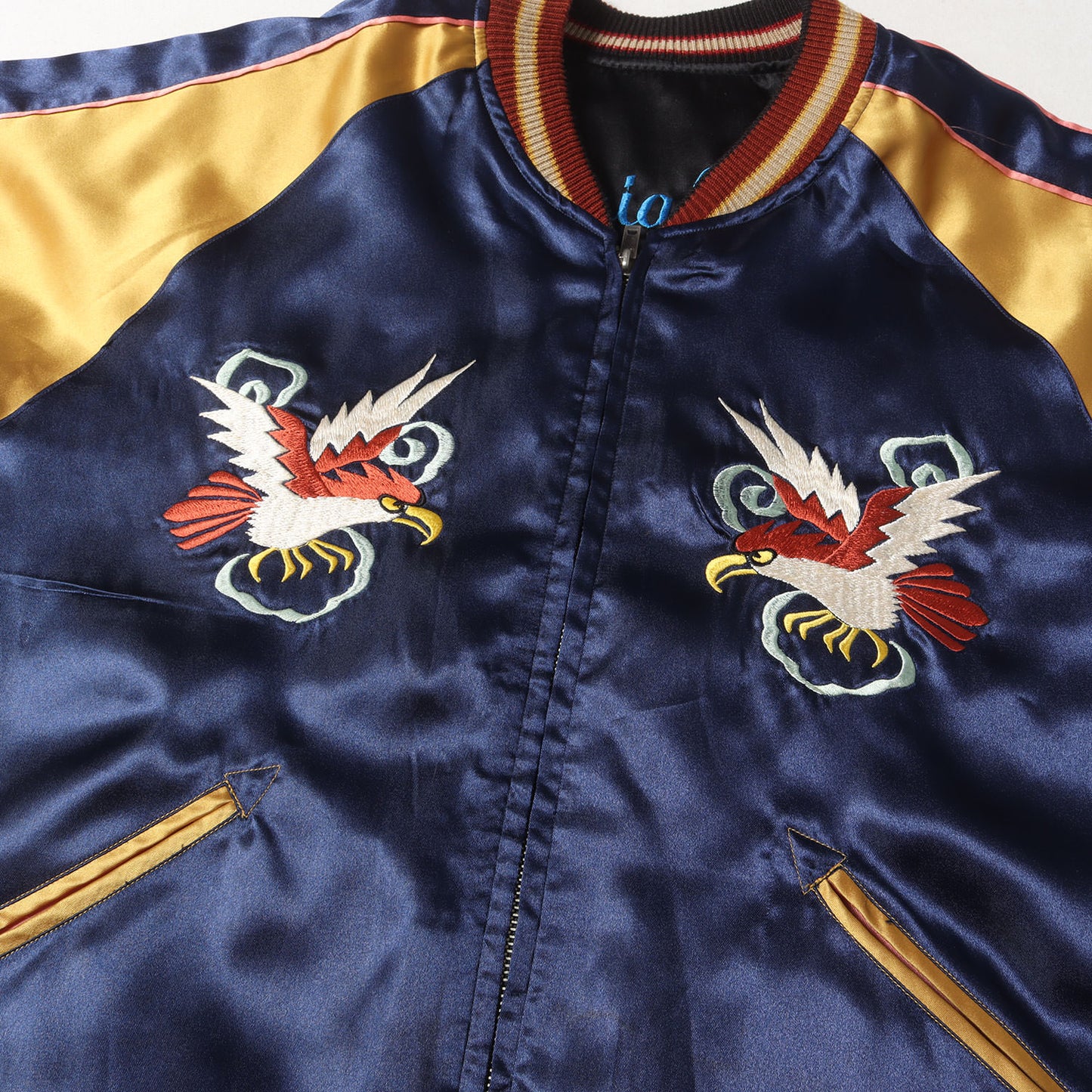 [希少] 90s 虎×鷲&龍モデル リバーシブル サテン スカジャン
