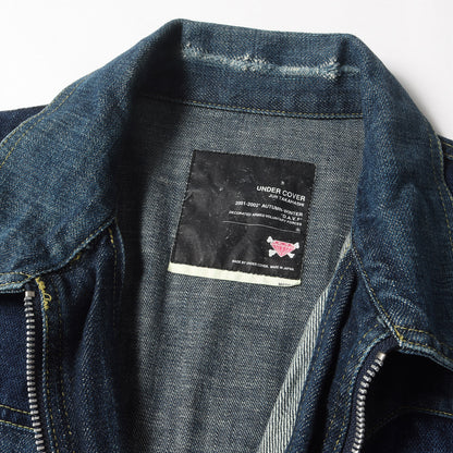 01AW D.A.V.F / 宝飾武装義勇軍期 ヴィンテージ加工 フルジップ デニムジャケット