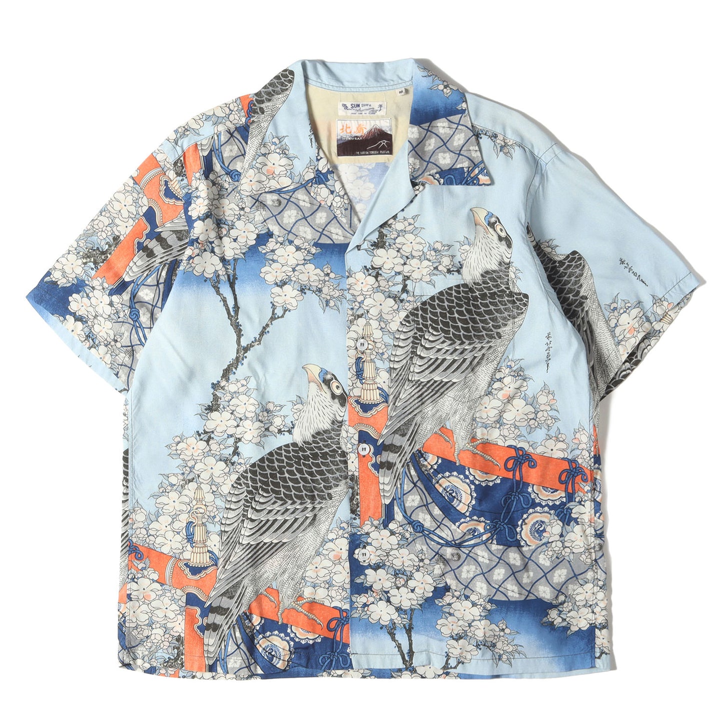 ×葛飾北斎 桜花に鷹図 レーヨン アロハシャツ(SPECIAL EDITION)