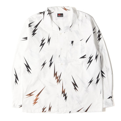 ライトニング柄 オープンカラー コットン シャツ(LIGHTNING SHIRT)